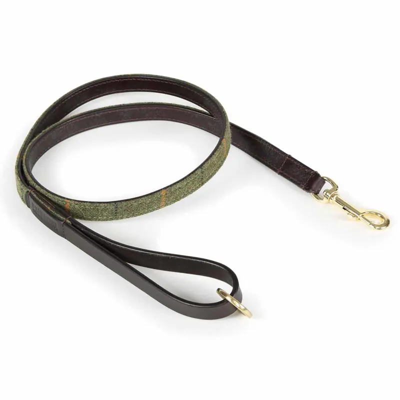 Digby and Fox Tweed Dog Leash - Red/Yellow/Blue Check