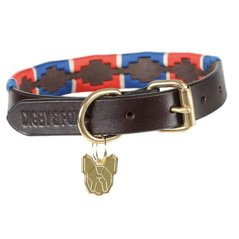 Digby and Fox Drover Polo Dog Collar - Red/Navy