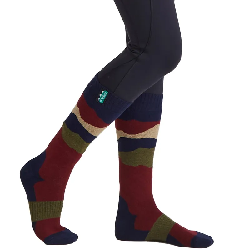 Ridgeline Merino Wool Unisex Over the Calf Socks - Navy Stripe