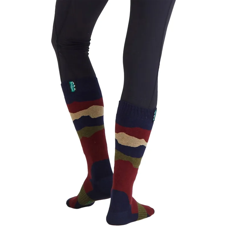 Ridgeline Merino Wool Unisex Over the Calf Socks - Navy Stripe-2