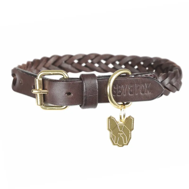 Digby and Fox Braided Dog Collar - Brown