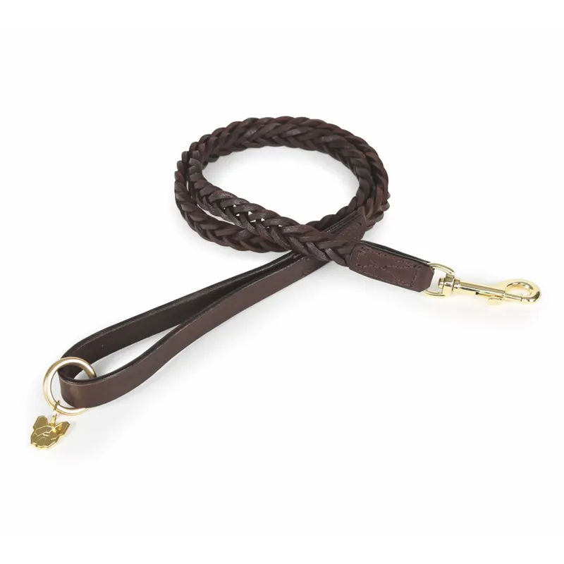 Digby and Fox Plaited Dog Leash - Brown