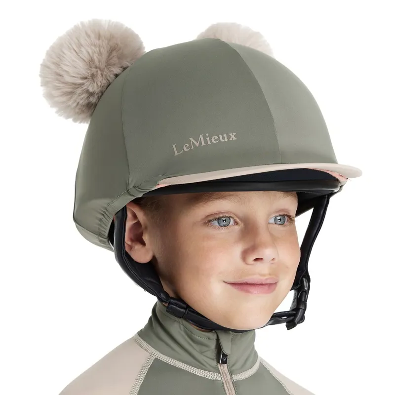 LeMieux Mini Junior Double Pom Helmet Cover - Rosemary