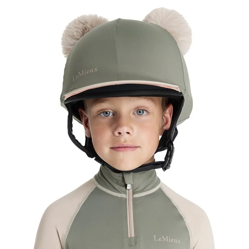 LeMieux Mini Junior Double Pom Helmet Cover - Rosemary-2