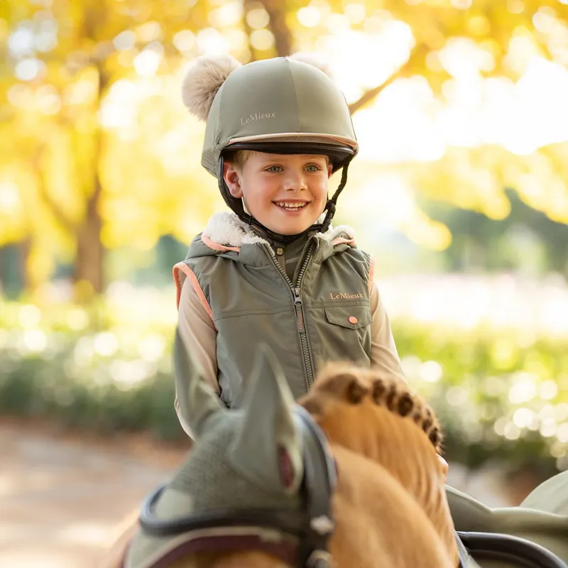 LeMieux Mini Junior Double Pom Helmet Cover - Rosemary-1