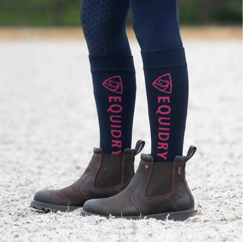 EQUIDRY Waterproof Tall Socks - Navy/Raspberry-1