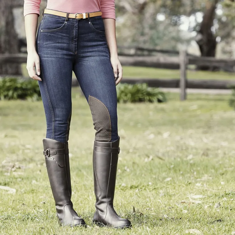 Dublin Shona Knee Patch Ladies Breeches-Blue Denim-2