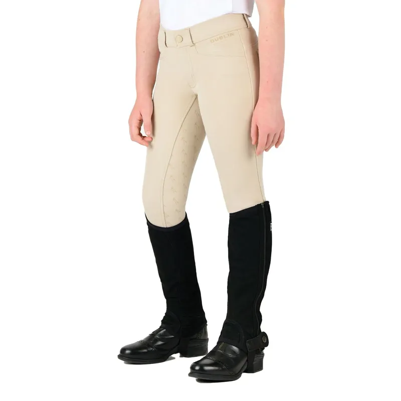 Dublin Cammy Comfort Twill Full Grip Junior Breeches - Biscuit-2