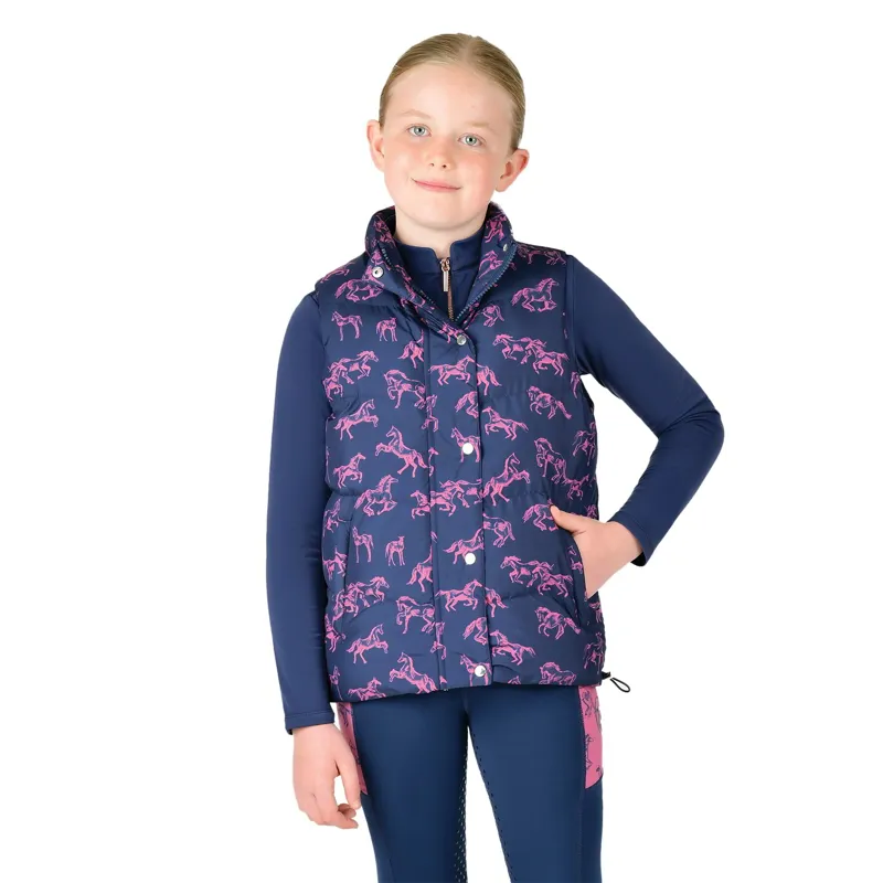 Dublin Patrice Junior Puffer Vest - Navy Frolicking Horse-1
