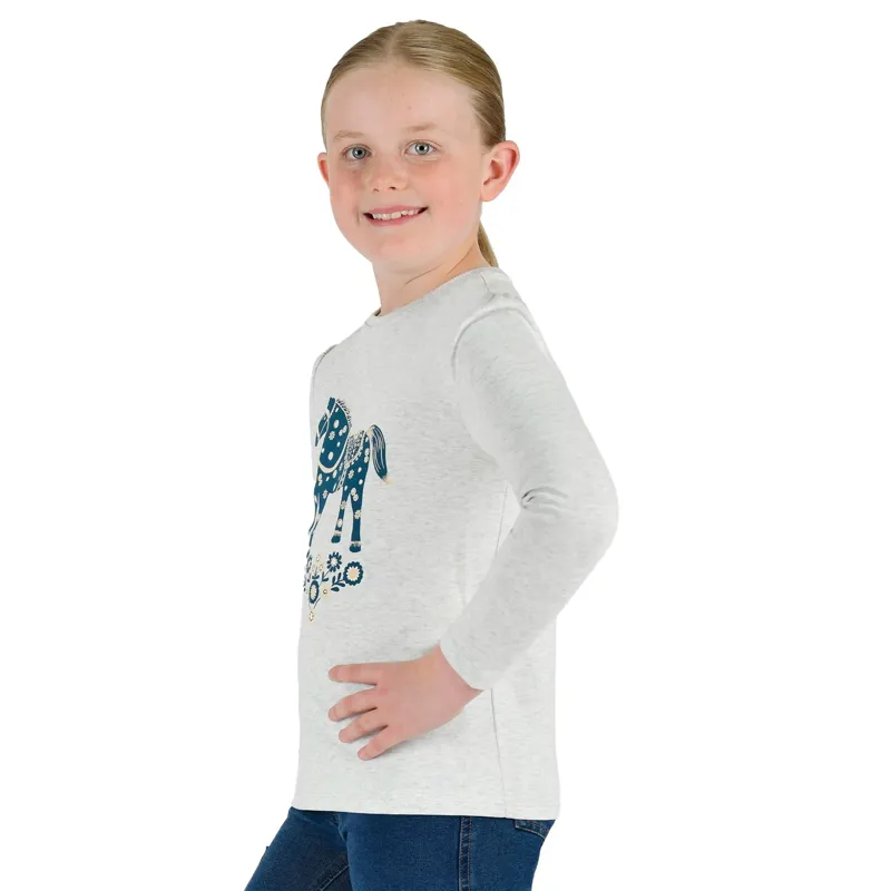 Dublin Poppy Puff Youth Long Sleeve Tee - White Marle-3