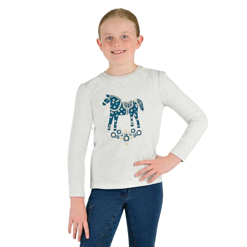 Dublin Poppy Puff Youth Long Sleeve Tee - White Marle-1