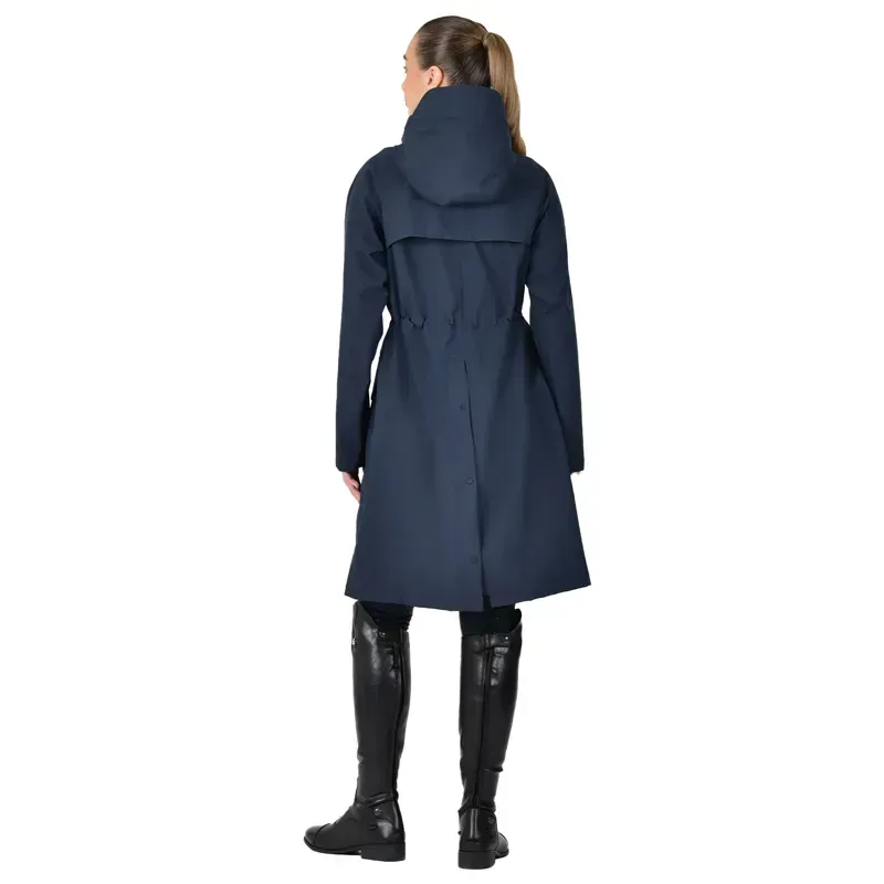 Dublin Wet Weather Women's Long Waterproof Jacket - Navy-1