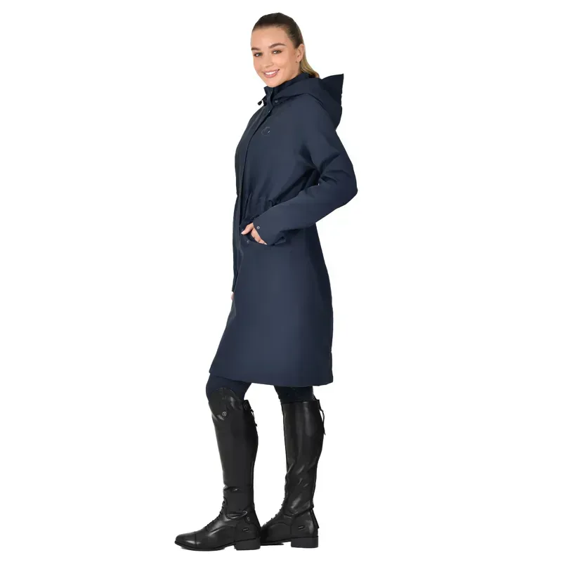 Dublin Wet Weather Women's Long Waterproof Jacket - Navy-2