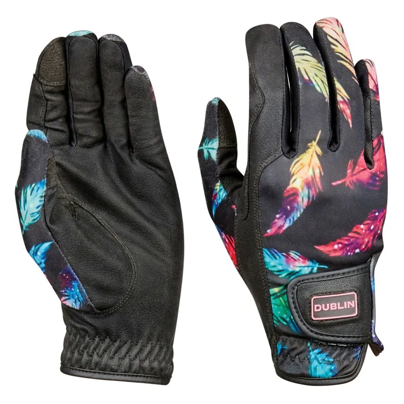 Dublin Print Adult Riding Gloves - Feather Print-1