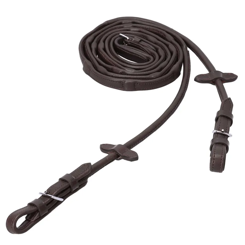 Schockemohle Dura Soft Rolled Reins Brown/Silver-1