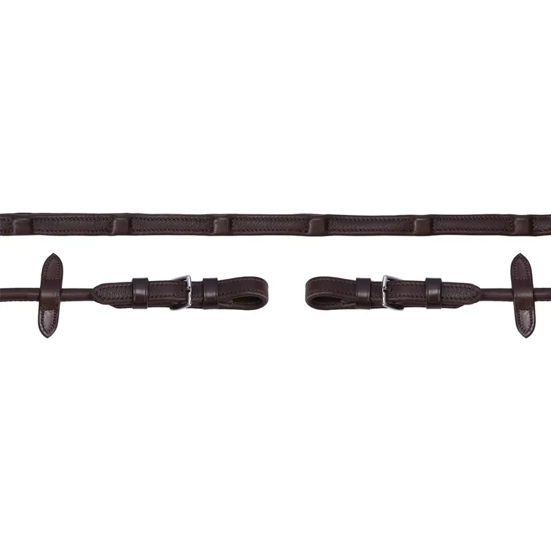 Schockemohle Dura Soft Rolled Reins Brown/Silver