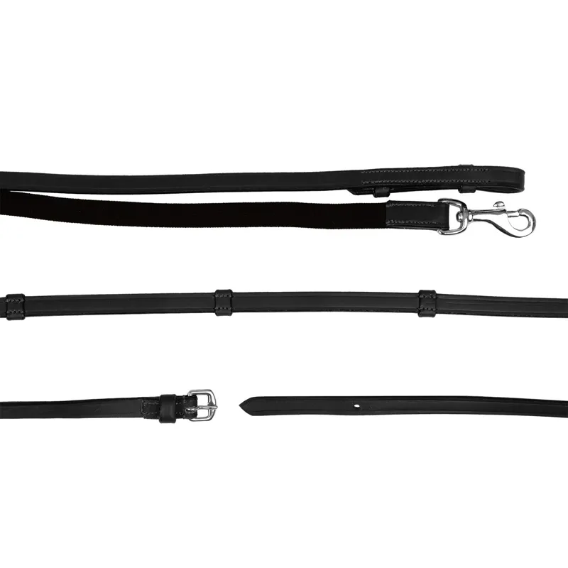 Dy'on Working Collection Support Reins with Leather Loops - Black