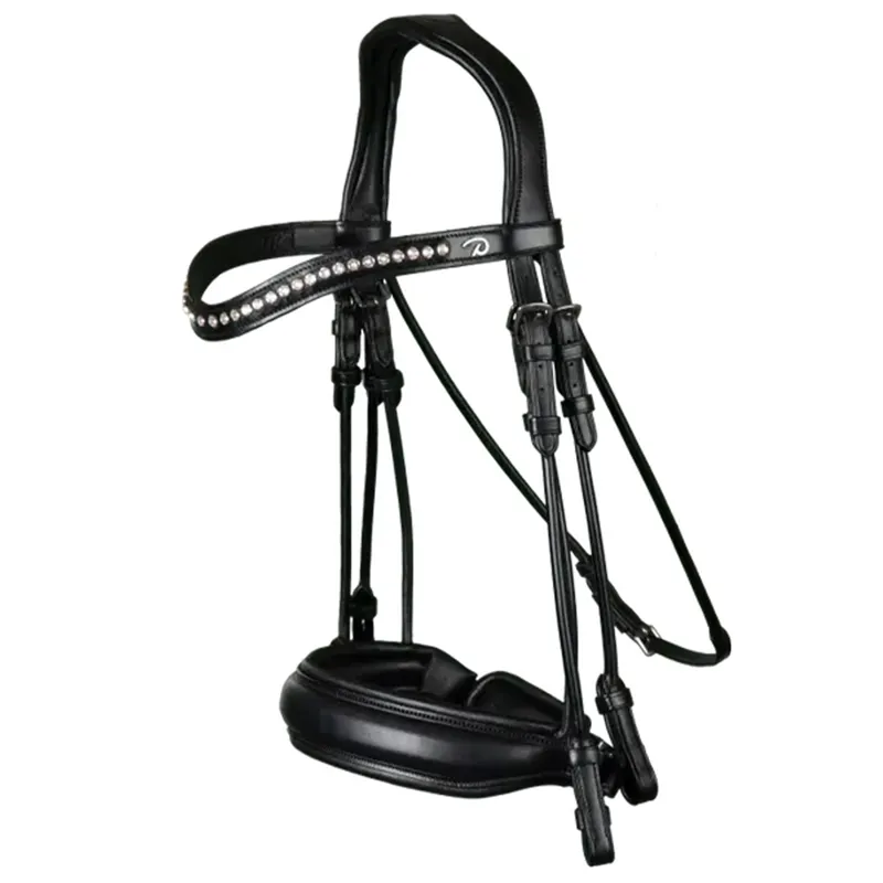 Dy'on Double Large Crank Noseband Double Bridle - Matte Black