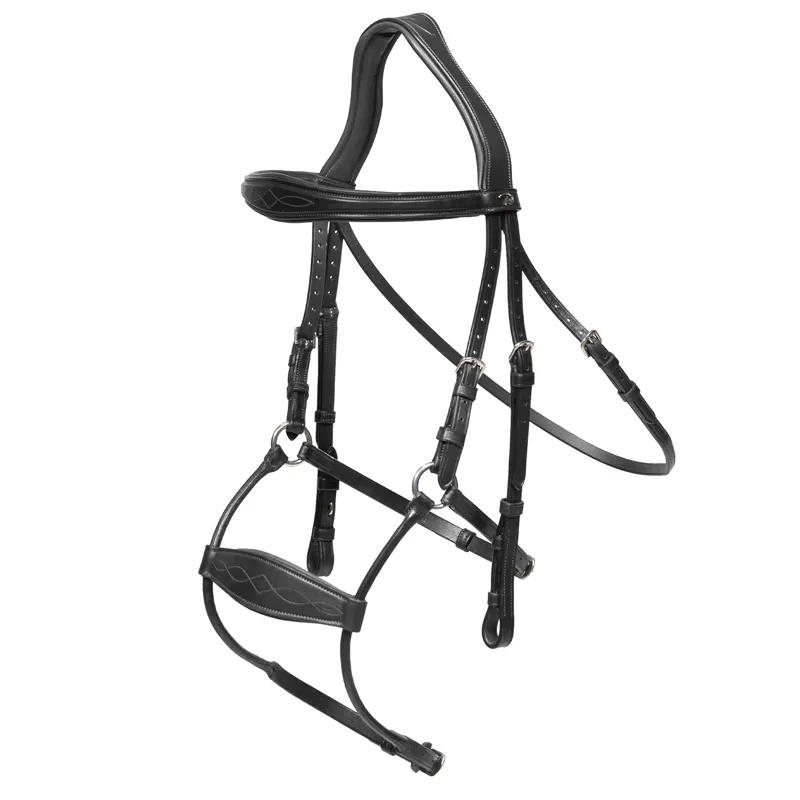 Dyon Hybrid Anatomical Leather Noseband Bridle - Black