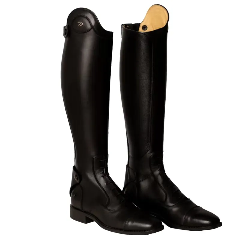 Dyon Laced Tall Riding Boots - Large Calf - Black