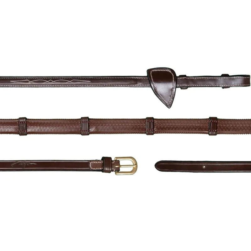 Dyon D Collection 1/2 inch Rubber Reins with 7 Loops - Brown