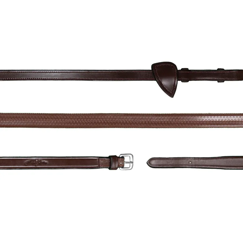 Dy'on New English Collection 1/2in Rubber Reins-Brown