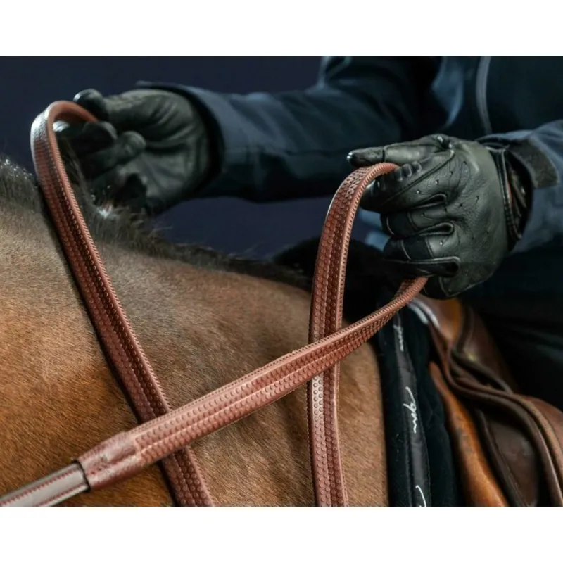 Dy'on New English Collection 1/2in Rubber Reins-Brown-1