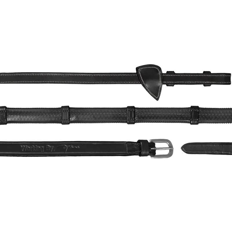 Dy'on Working Rubber Reins with 7 Loops - Black