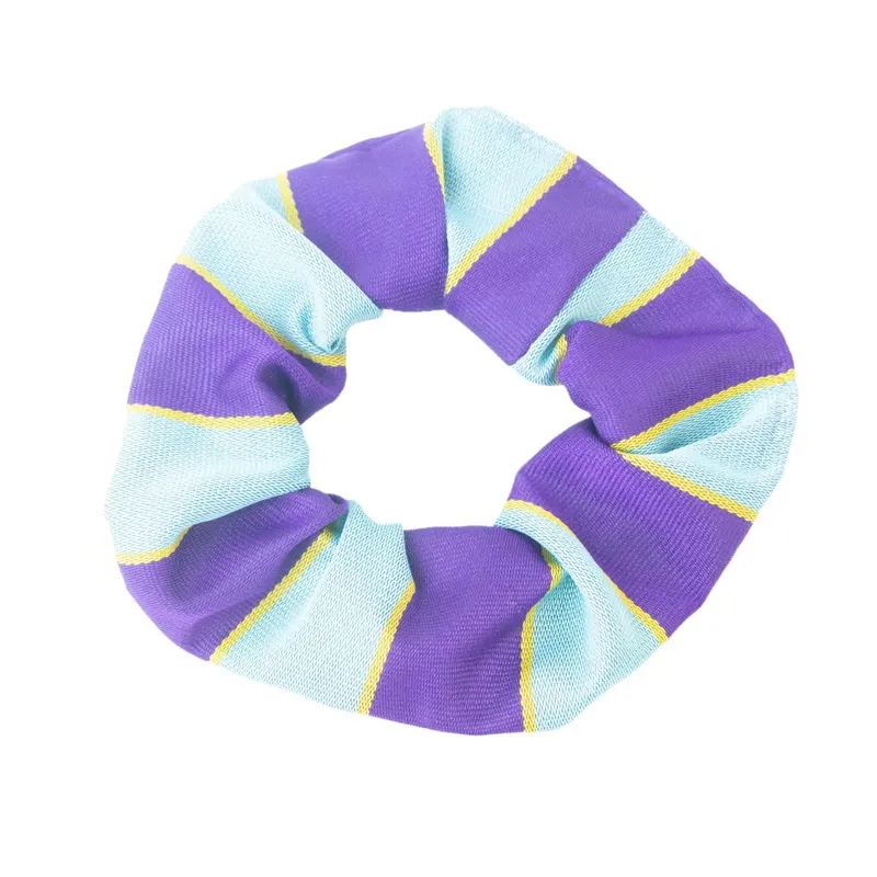 Elico PC Striped Hair Scrunchie - Sky Blue/Purple/Gold-1