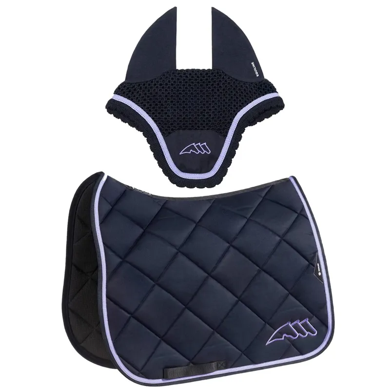 Equiline EQCHROMA Dressage Saddle Pad and Ear Net Set - Blue
