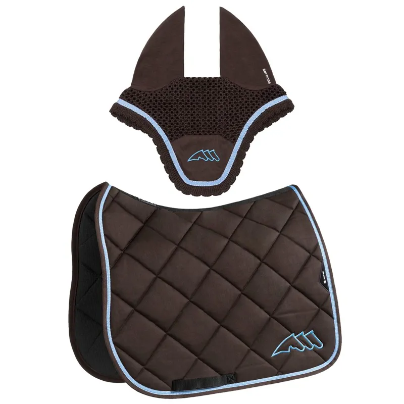 Equiline EQCHROMA Dressage Saddle Pad and Ear Net Set - Brown