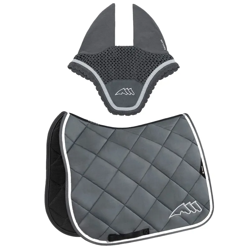 Equiline EQCHROMA Dressage Saddle Pad and Ear Bonnet Set - Grey
