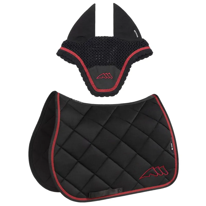 Equiline EQCHROMA Jump Saddle Pad and Ear Bonnet Set - Black