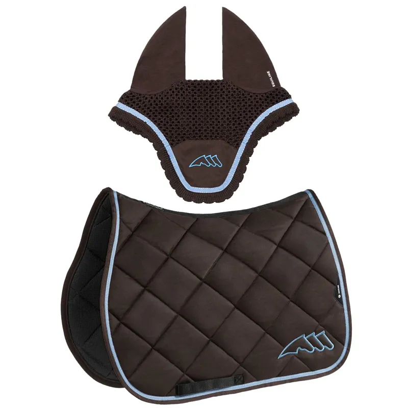 Equiline EQCHROMA Jump Saddle Pad and Ear Net Set - Brown