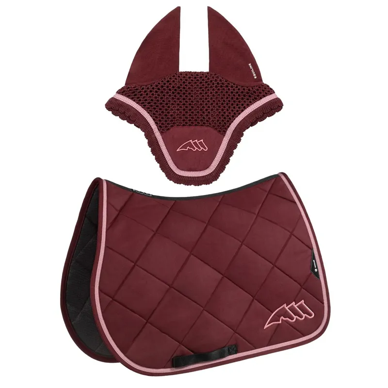 Equiline EQCHROMA Jump Saddle Pad and Ear Net Set - Burgundy