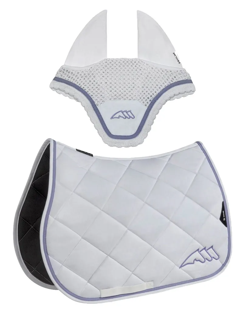 Equiline EQCHROMA Jump Saddle Pad and Ear Net Set - White
