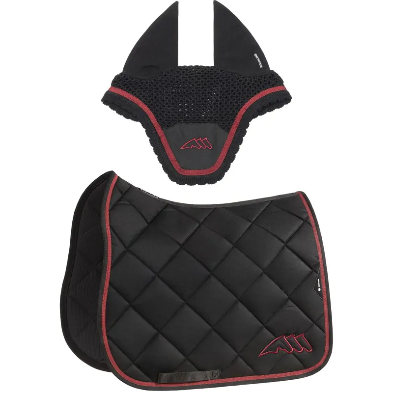 Equiline EQCHROMA Dressage Saddle Pad and Ear Bonnet Set - Black