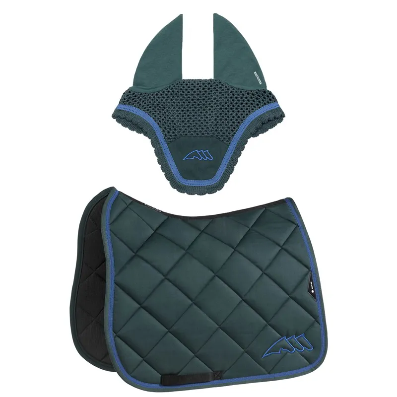 Equiline EQCHROMA Dressage Saddle Pad and Ear Net Set - Green