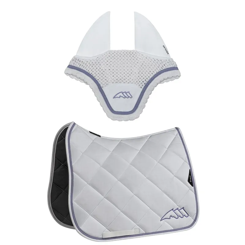 Equiline EQCHROMA Dressage Saddle Pad and Ear Bonnet Set - White