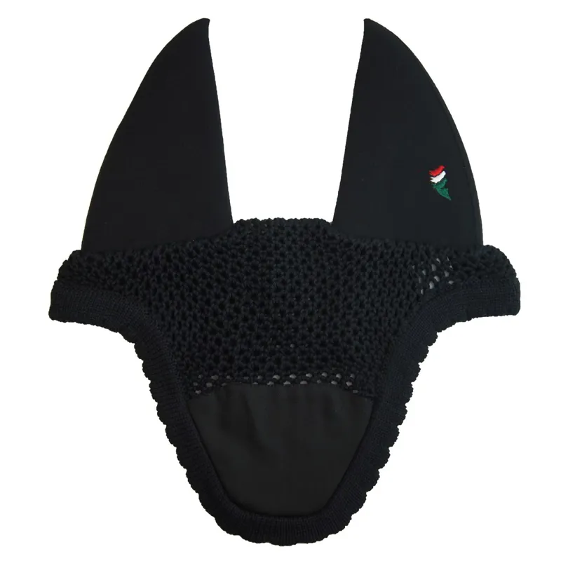 Equiline Gerald Soundless Ear Bonnet with Embroidery Patch - Black