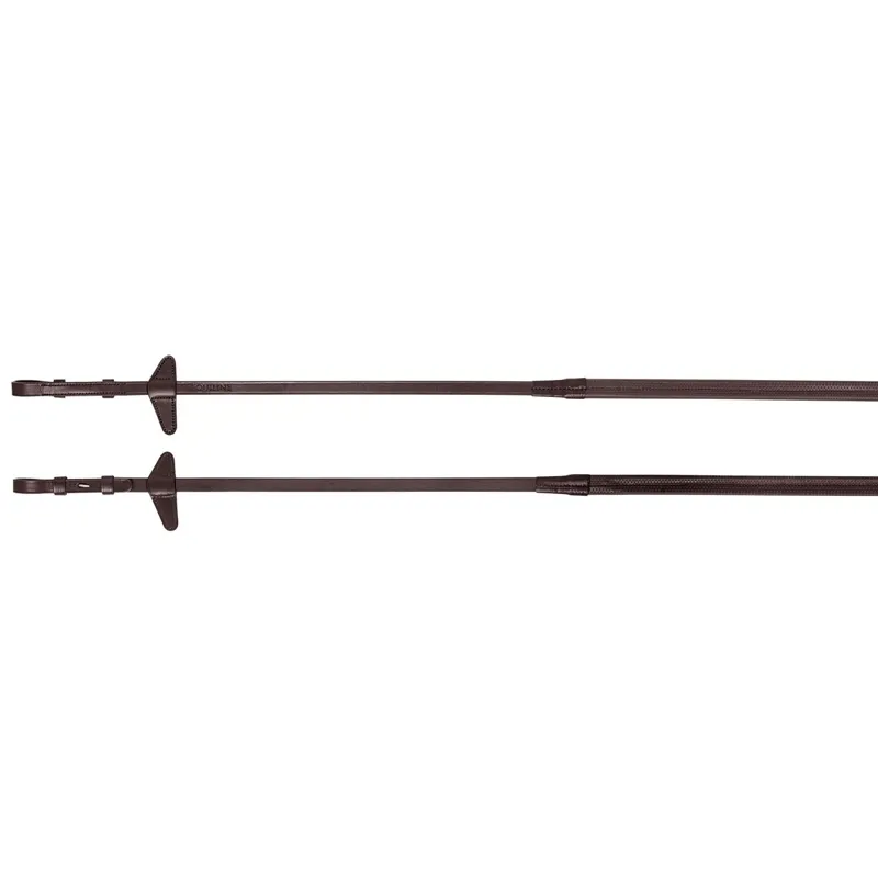 Equiline 5/8 Rubber Reins with Stops - Brown-1