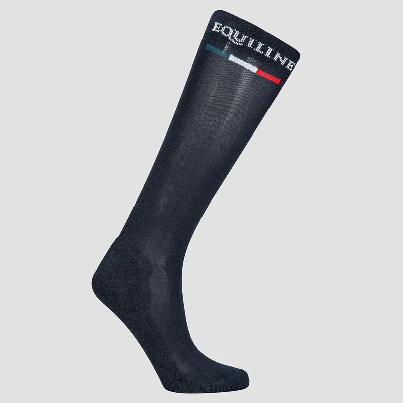 Equiline Silver Plus Light Unisex Tall Riding Socks - Navy Blue