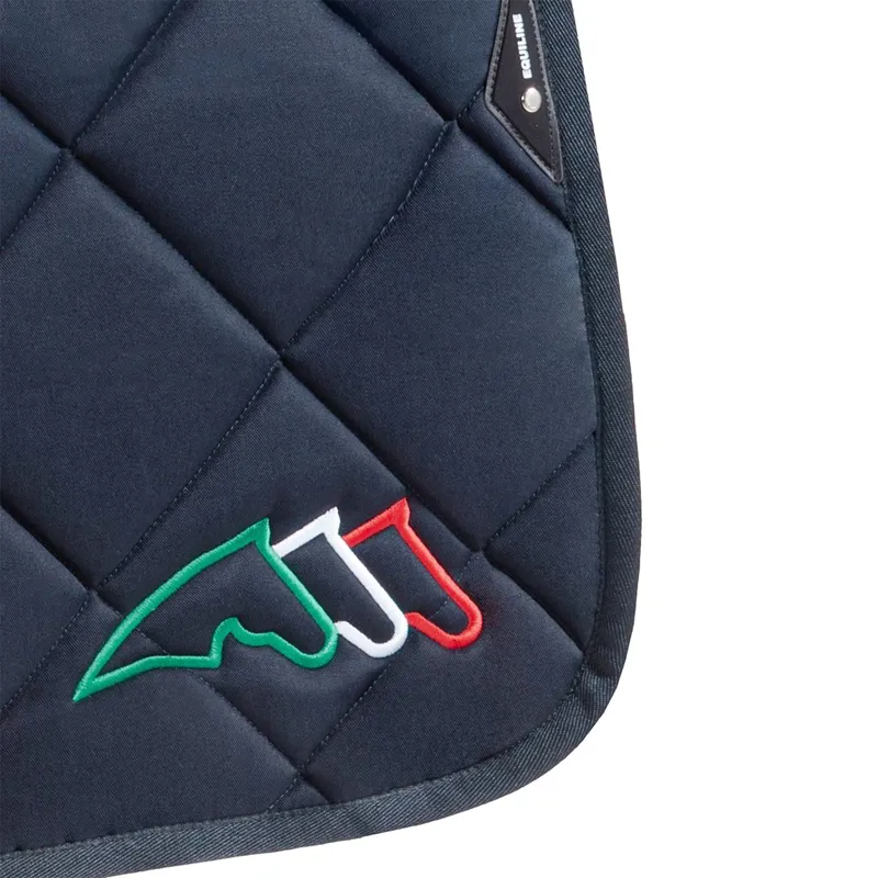 Equiline EQTRICOLORE Jump Saddle Pad and Ear Bonnet Set - Blue-1
