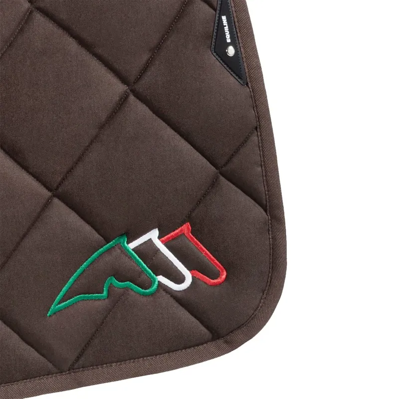 Equiline EQTRICOLORE Jumping Saddle Pad and Ear Net Set - Brown-1