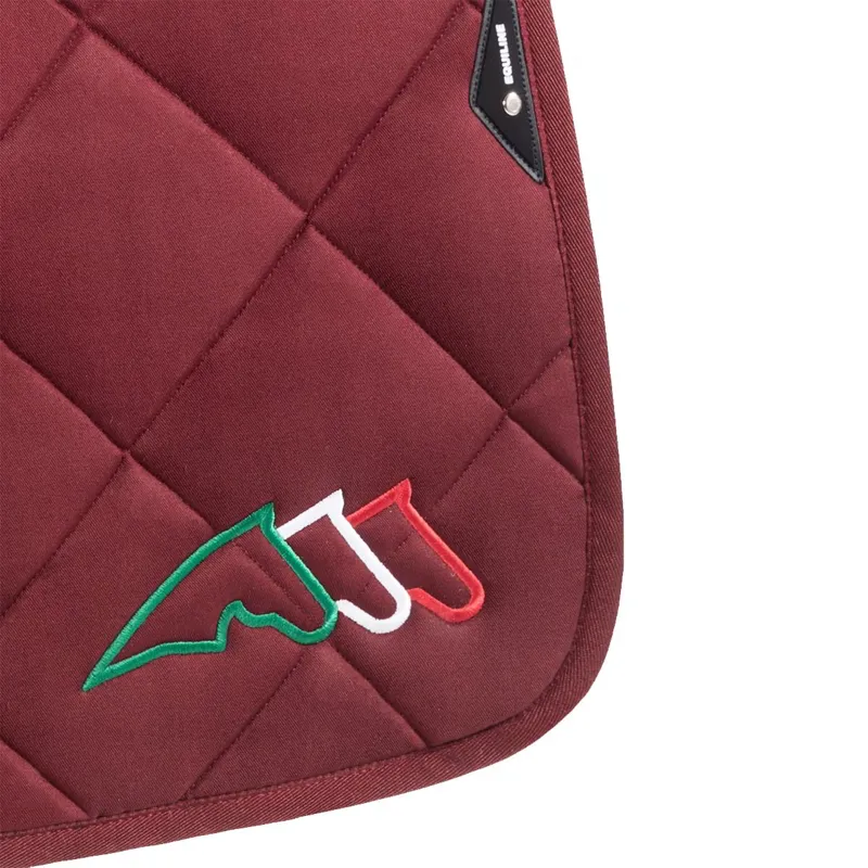 Equiline EQTRICOLORE Jump Saddle Pad and Ear Net Set - Burgundy-1
