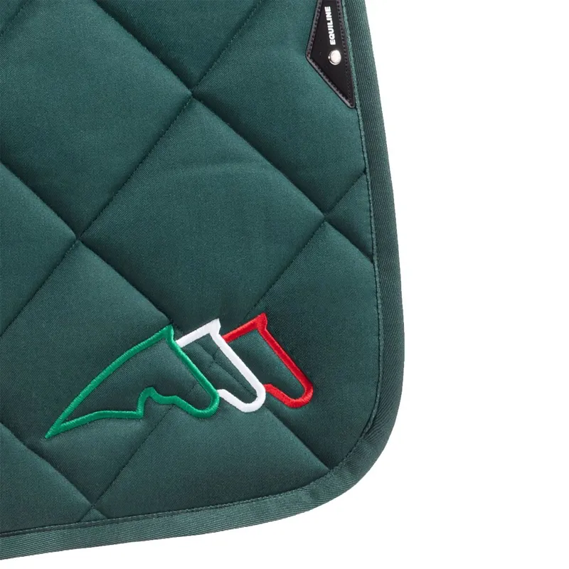 Equiline EQTRICOLORE Jumping Saddle Pad and Ear Net Set - Green-1