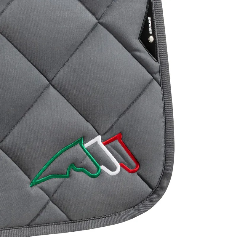 Equiline EQTRICOLORE Jump Saddle Pad and Ear Net Set - Grey-1