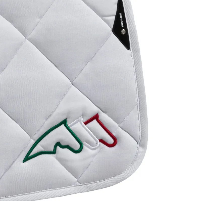 Equiline EQTRICOLORE Jump Saddle Pad and Ear Net Set - White-1