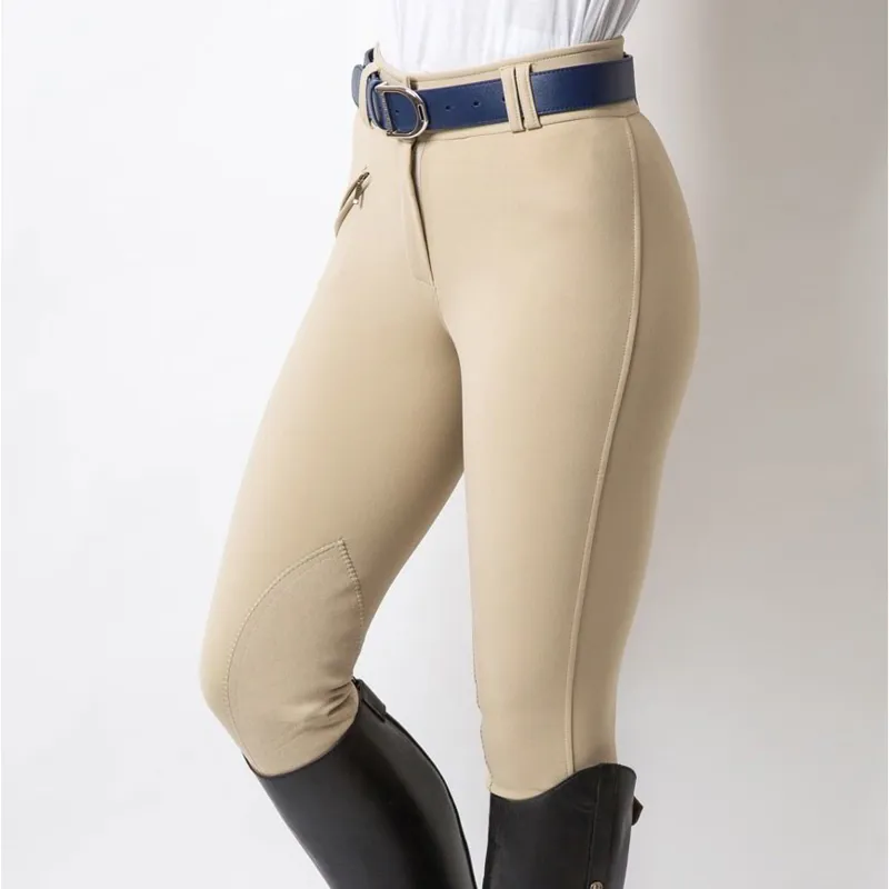 Equetech Foxhunter Hybrid Knee Patch Womens Winter Breeches - Beige-2