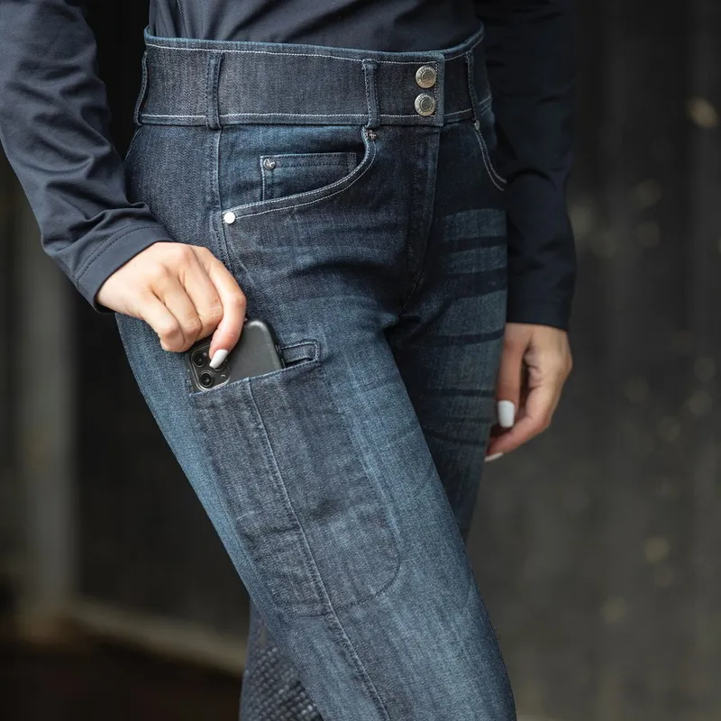 Equetech Ultimo Full Grip Womens Denim Breeches - Blue-5